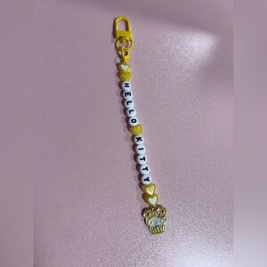 Hello Kitty Yellow Heart Charm Keychain